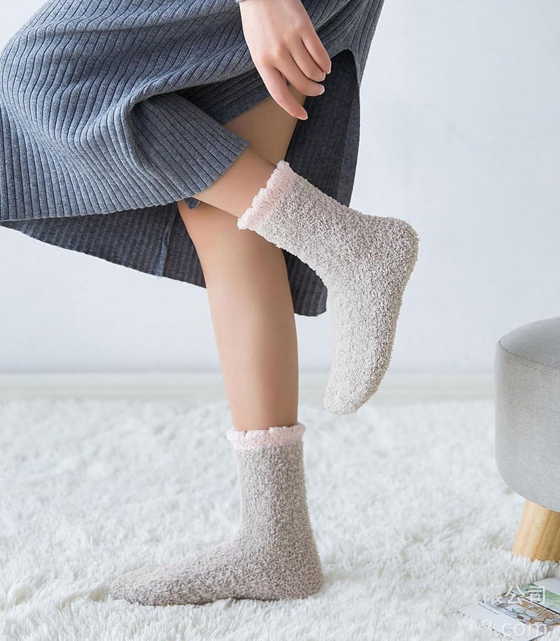 LINEMIN Womens Fuzzy Socks Cozy Fluffy Winter Warm Slipper Socks Microfiber Soft Home Sleeping Socks - Image 2